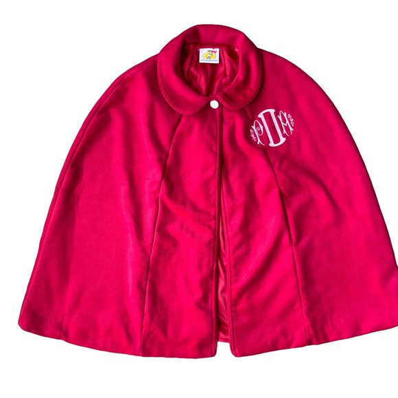 Kids Red Velvet Cape Poncho Coat | Personalized | The Yellow Lamb | Size 10 - Picture 1 of 7